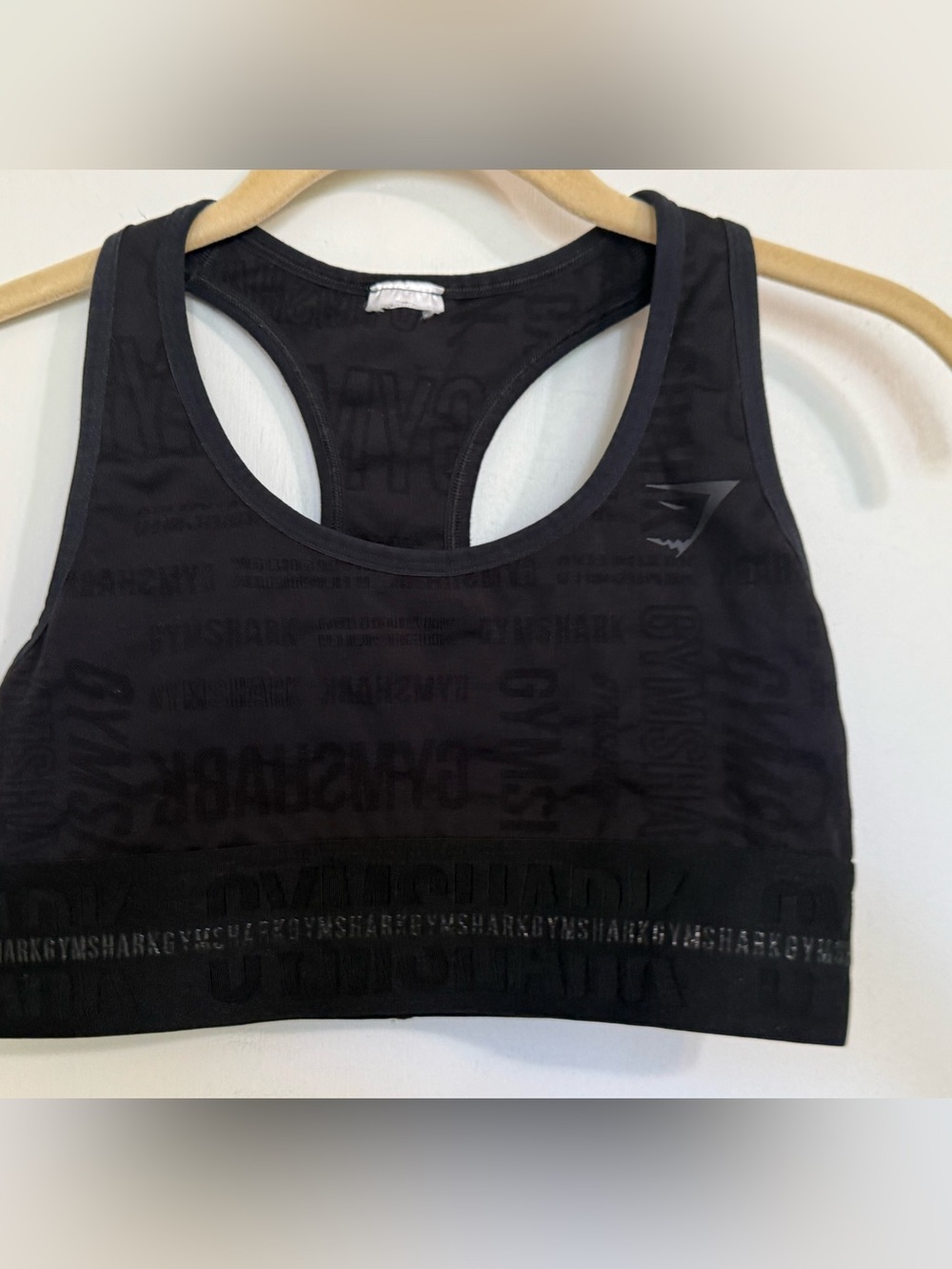 Gymshark Black Seamless Racerback Logo Sports Bra